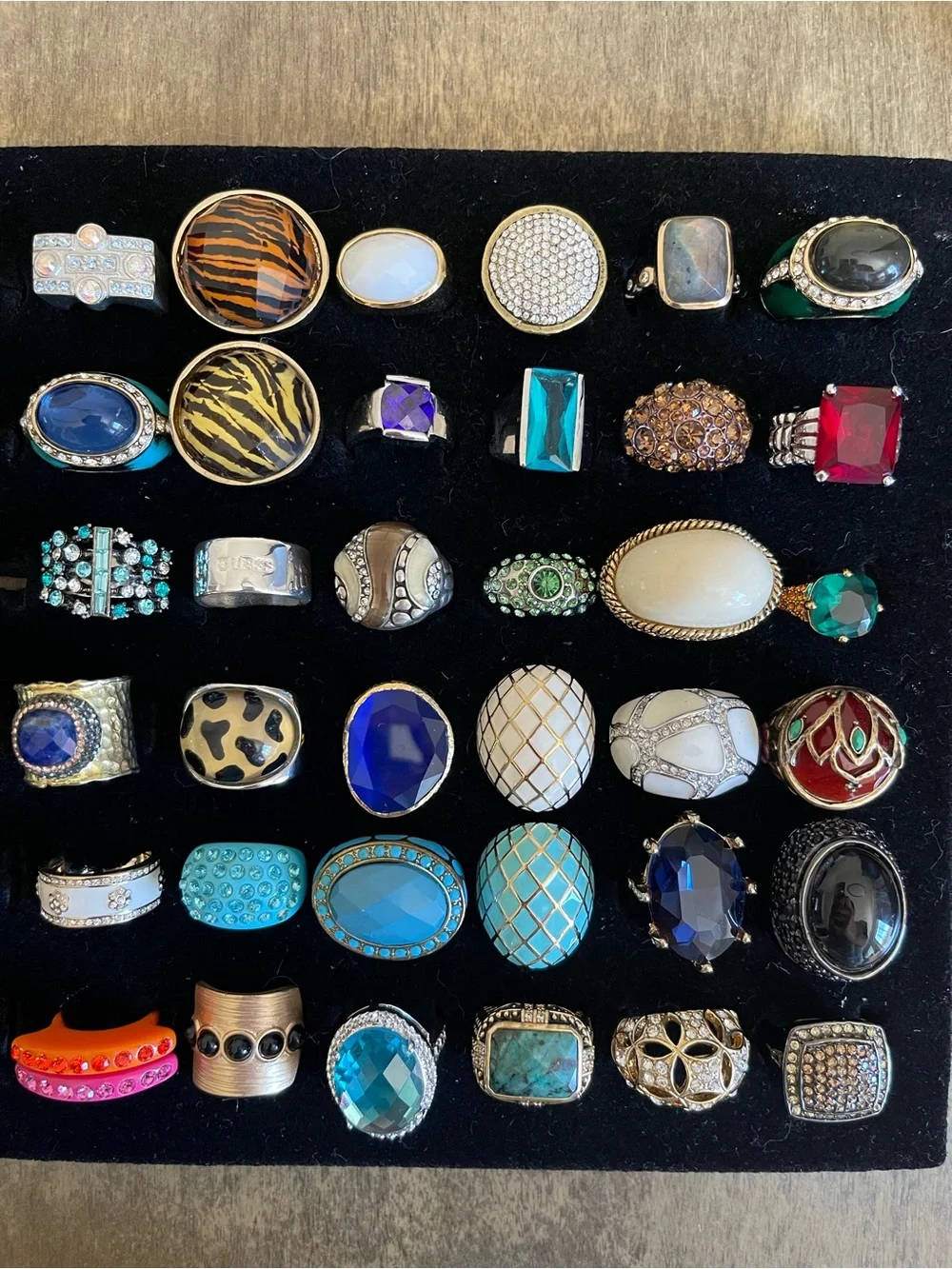 Silver tone Aqua blue ring.